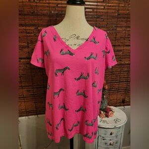 Arizona Jean Company Pink Zebra Print Short Sleeve Top